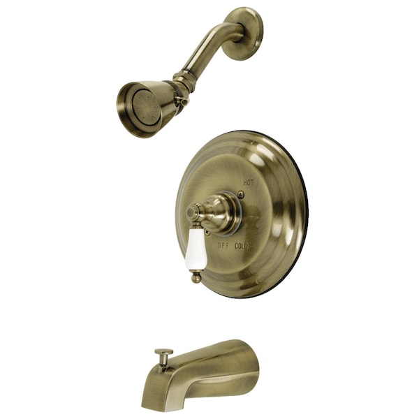 Tub and Shower Faucet, 3, Wall Mount, Antique Brass